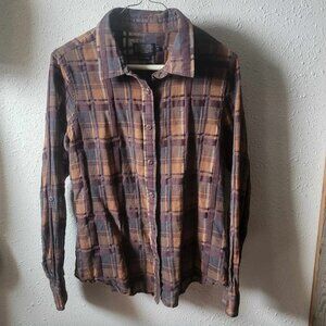 Women's Pendleton button down blouse, brown plaid, M,  EUC